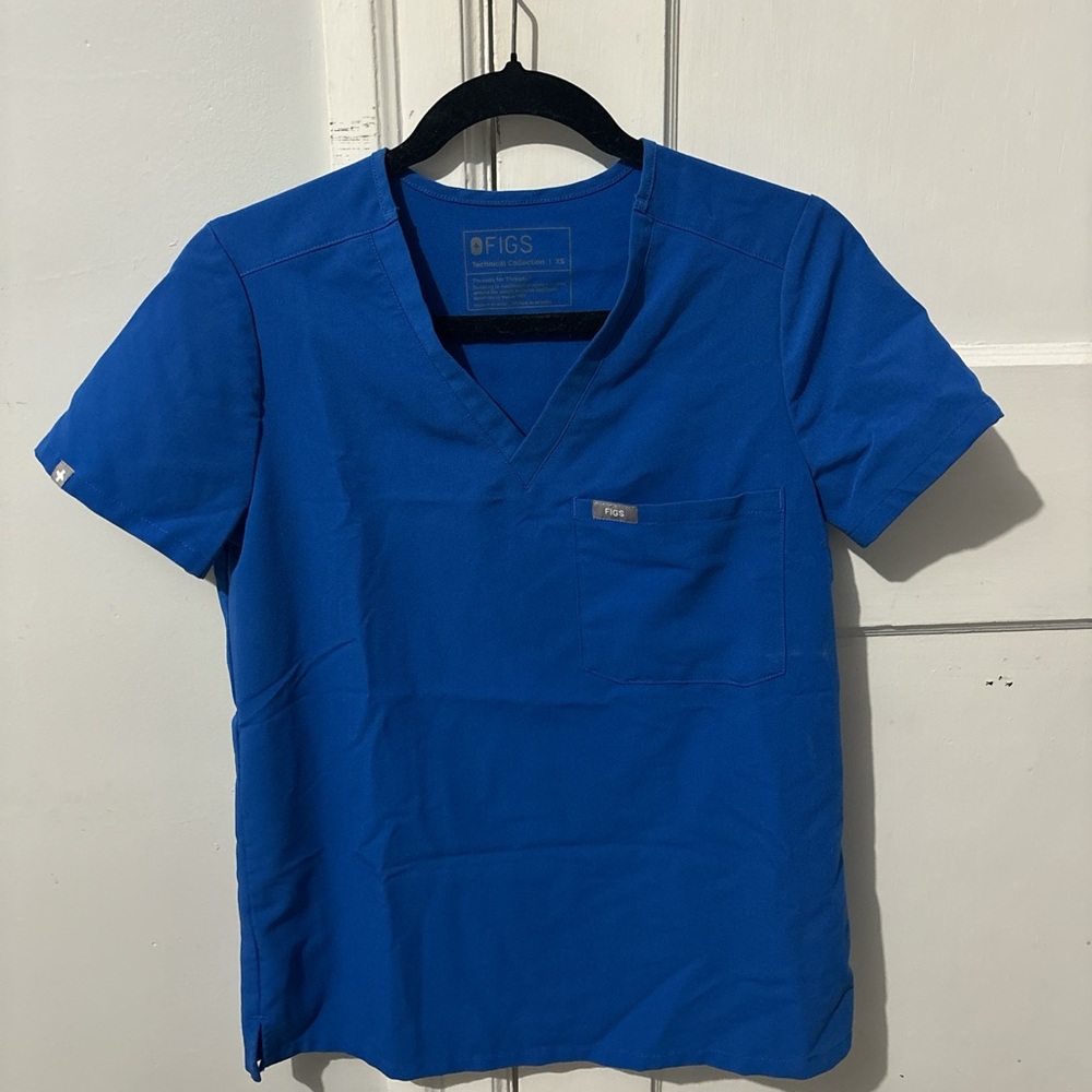 Figs Vibrant Blue V-Neck Shirt